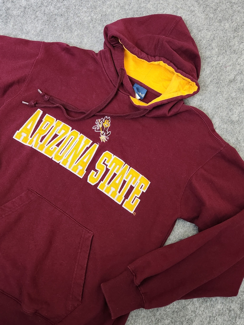 Vintage Arizona State Sun Devils Hoodie Men's M Burgundy Red Pullover Sweatshirt